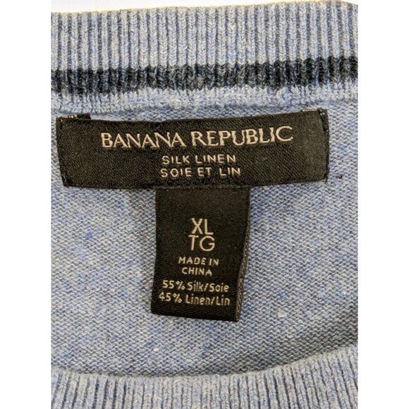Banana Republic Mens XL Lightweight Silk Linen Sweater Knit Crewneck Light Blue - Picture 3 of 4